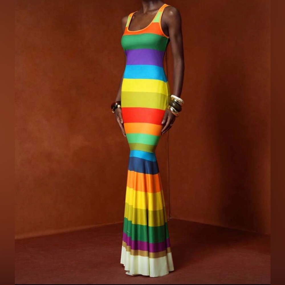 Colorful Striped Maxi Dress